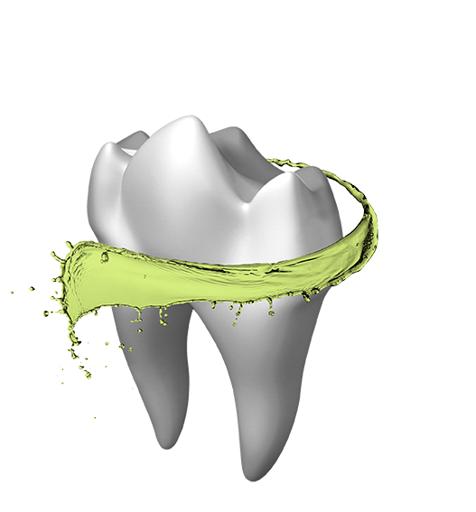 Tooth with green liquid